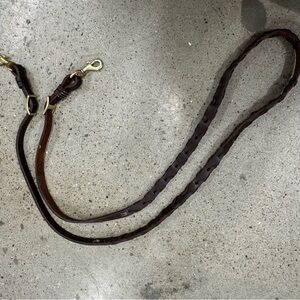 Adjustable Brown Braided Leather Reins with Clips